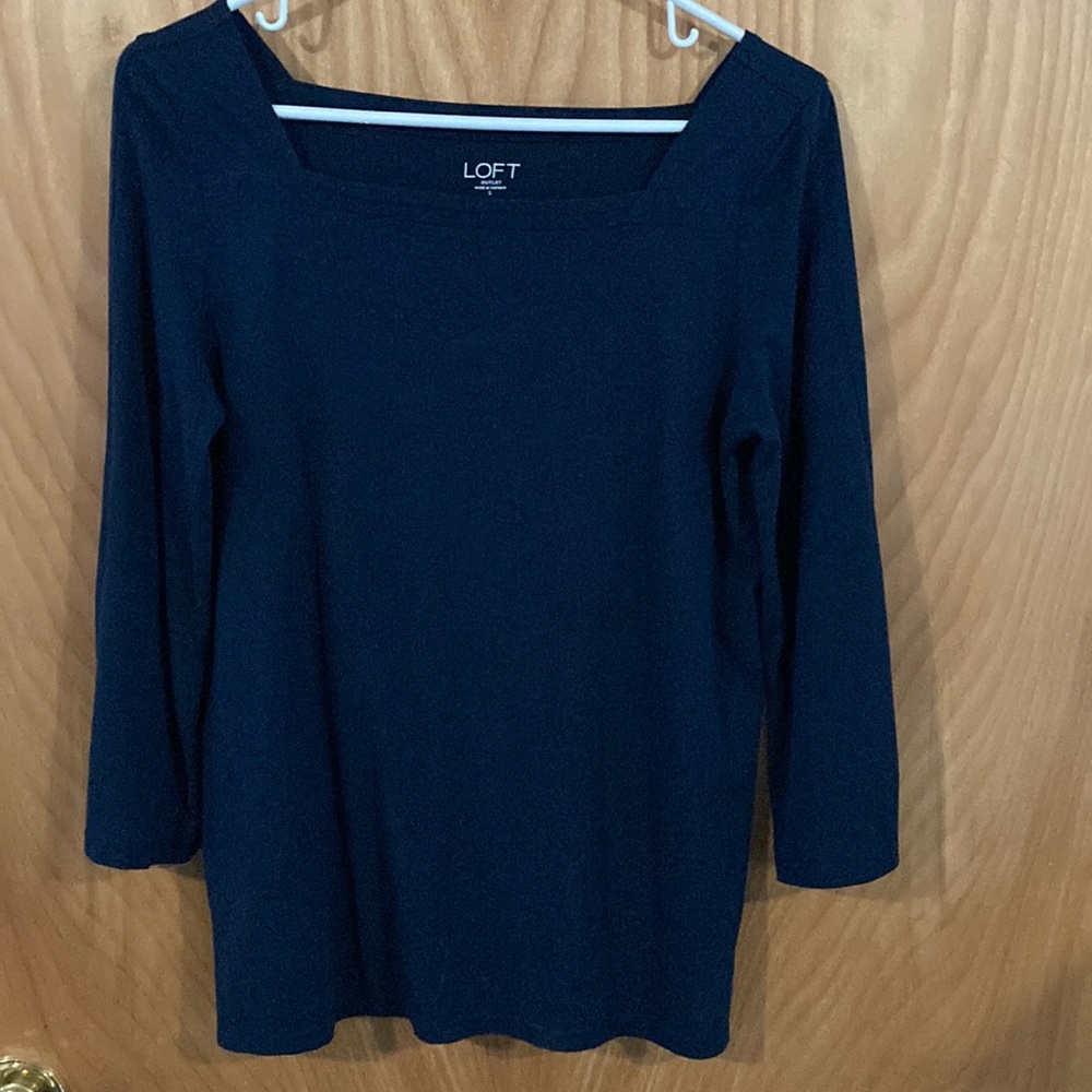 Loft navy blue 3/4 sleeve top.